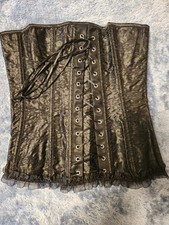 Black Lace Costume Corset Size Small With Lace-up Front And Back Pre-Owned