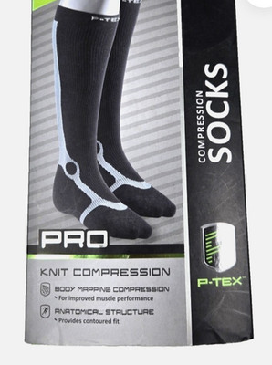 P-TEX Pro Compression Socks Pair  SIZE SMALL Black/  Gray .P-REXCS500