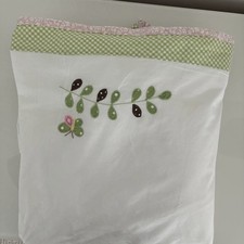 Pottery Barn Kids Girl  s Green/ White/ Pink Butterfly Crib Skirt