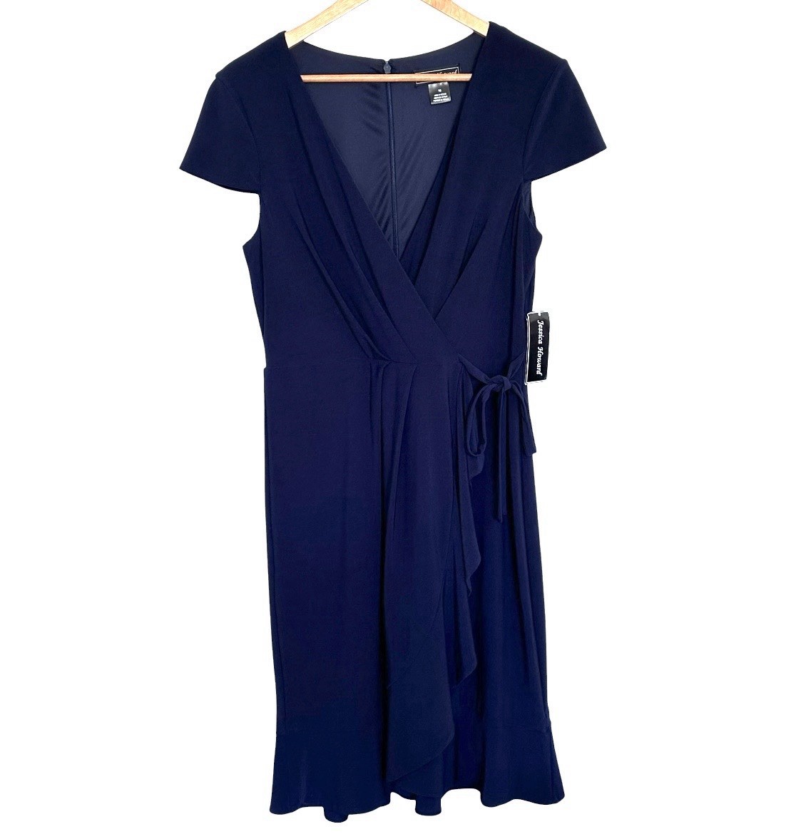 NWT Jessica Howard Dress Women’s Size 10 Blue Matte Jersey Short Sleeve Zipper