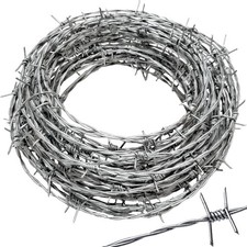 Real Barbed Wire 18 Gauge 4 Point Fencing for Crafts Fences Steel 50ft Roll