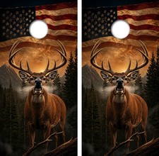 White Tail American Flag Cornhole Board Wrap LAMINATED Decal Vinyl Sticker 5059