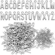VICROIC 156 Pcs/6 Sets Silver ABC Alphabet Letter Charms, 0.6 inches,