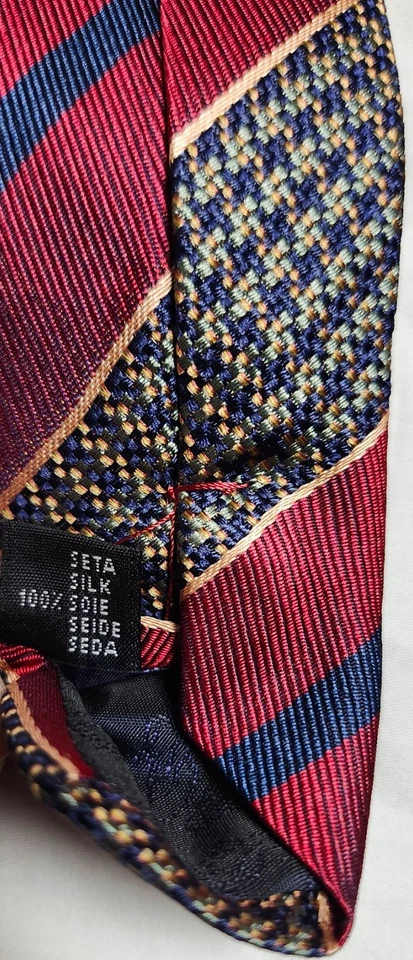 Corbatas Bally 100% Seda Rojo Diseño Rayas Hechas en Italia Foto 4 de 4