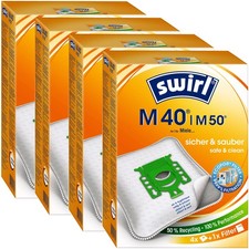 4 Packungen Swirl M 40 | M 50 | 12 Staubsaugerbeutel | für Miele JFM GN, Hoover