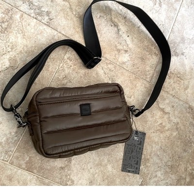 NWT think roylin crossbody bag Olive Green guitar strap 8.5 x5.5 puff purse 