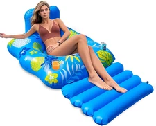 Inflatable Pool Lounger Float, Heavy Duty Pool Floats for Adults with Innovative