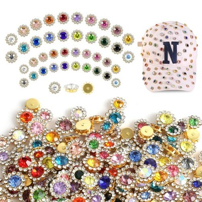 Mixed Color Rhinestones, 200Pcs Flower Claw, 10mm 12mm, Sew On