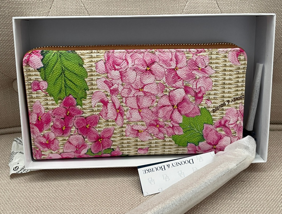 Dooney & Bourke Hydrangea Basketweave Large Zip Around Wristlet
