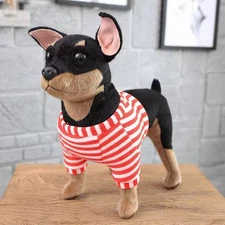 Black Chihuahua Dog Plush Toy 12" Stuffed Animal Toddler Doll Gift for Kids