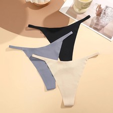 4pc Silk Seamless Thongs Low Rise Panties Ultra Thin Breathable G-String Panty
