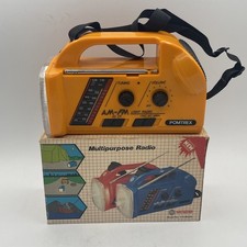 Vintage Pomtrex Multipurpose Radio Flashlight AM/FM Yellow 100-00526 Hong Kong