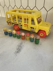 Vintage Fisher Price Little People School Bus 1965 - All Wooden People