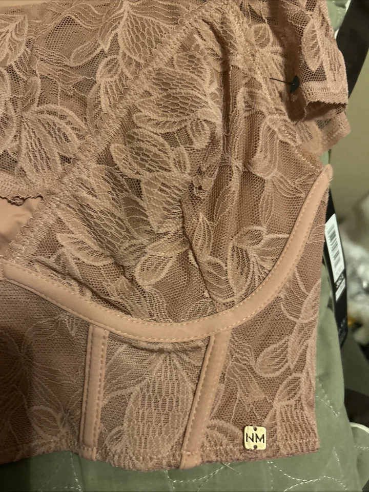 Nicole Miller Conjunto de 2 sujetadores de encaje con aros 36C y bragas talla grande rosa nuevo Foto 2 de 4