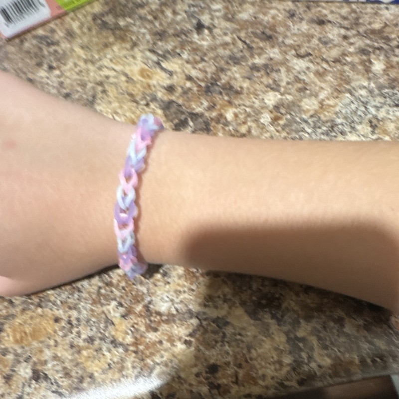 Braided Multicolor Rubber Bracelet Adjustable No Closure No Stone