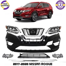 Front Bumper Cover Fascia & Grille Assembly Kit For 2017-2020 Nissan Rogue