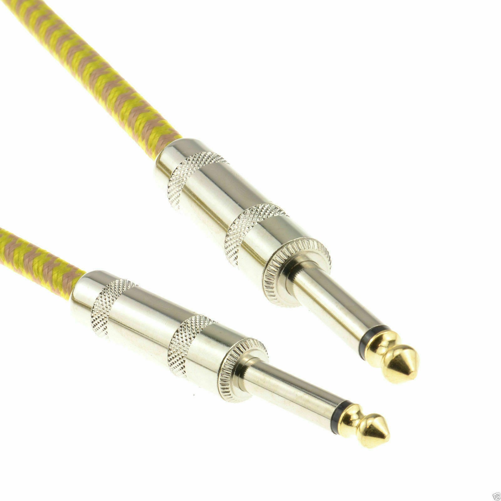6.35mm Mono Braided Instrument Cable Gold&Bronze Guitar Audio Lead 3m