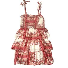 American Eagle Mini Dress Patchwork Tiered Smocked Picnic Cottage Feminine Small