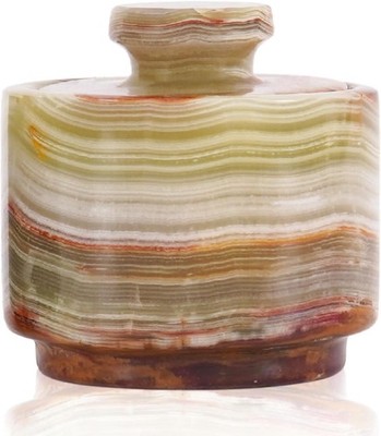 Marble Salt Cellar W/ Lid 3'' Green Onyx Stone Salt Holder Counter & Stone Salt
