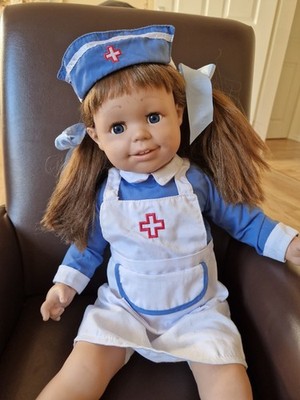 Vintage  Smoby 2004 Pico Doll Nurse Uniform  25'' Rosie  Doll