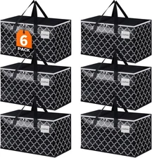 HomeHacks Heavy Duty Moving Bags with Tag Pockets, Collapsible 88L, Black 