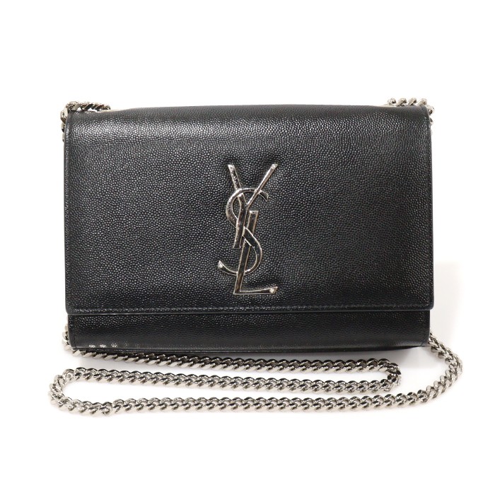 Saint Laurent Nero Grand De Poudre Argento Texturizzato Monogramma Classico