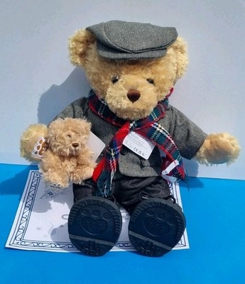 Build A Bear Andenken traditionelles Tweed-Outfit mit Gelenken kleiner Bär Armband neu mit Etikett 