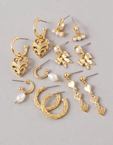 American Eagle Outfitters Pearl & Heart Earrings 6-Pack - Picture 2 of 2