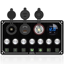 7 Gang Marine Switch Panel Waterproof, 12V/24V Toggle Switch Panel for Automo...