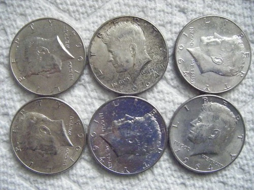 6---1964 KENNEDY Half Dollar 90%  SILVER  "UNCIRCULATED"