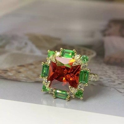 2Ct Princess Cut Simulated Ruby Engagement Ring 14K Yellow Gold Plated