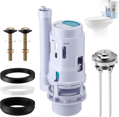 3 Inch Dual Flush Valve Replacement Kit with Top Push Button Tank to Bowl