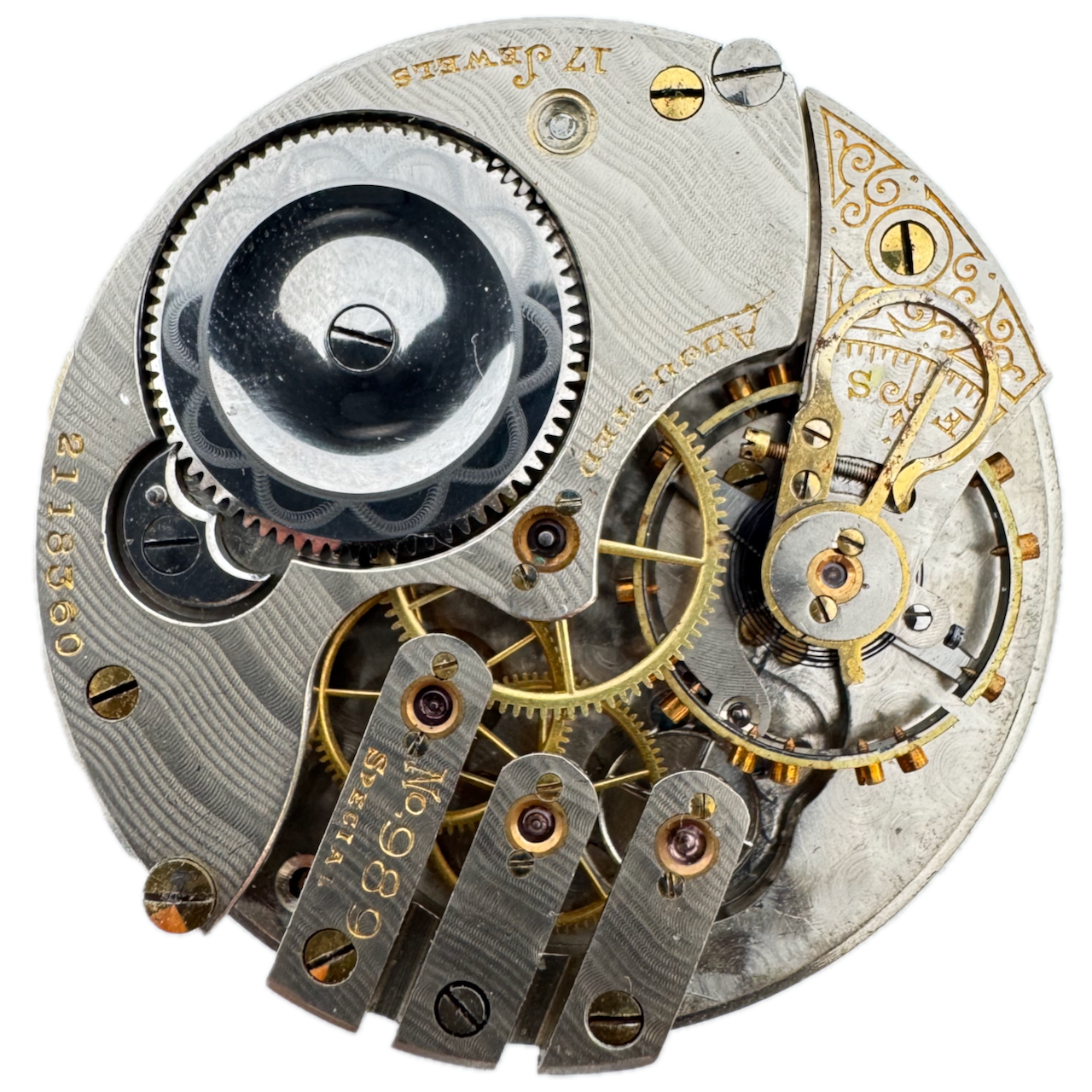 Antique 16 Size 1910 Illinois 989 Special 17 Jewel Pocket Watch Movement 185