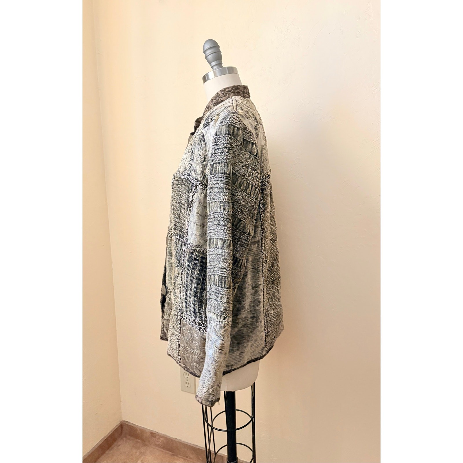 VTG Flashback Shimmery Green Patchwork Tapestry J… - image 5