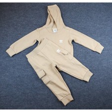 Adidas Kids XXS Tracksuit Set Hoodie & Joggers Tan Brown Trefoil Logo NWT