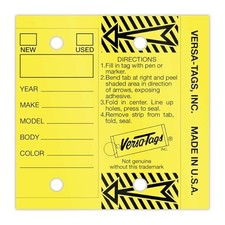 Self Laminating  Self Protecting Versa Tags with Rings 250 Per Box Yellow
