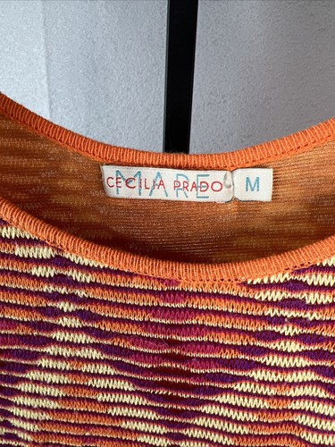 Cecilia Prado Anthropologie Dress Womens Medium Orange Multi Textured Sleeveless - Picture 3 of 9