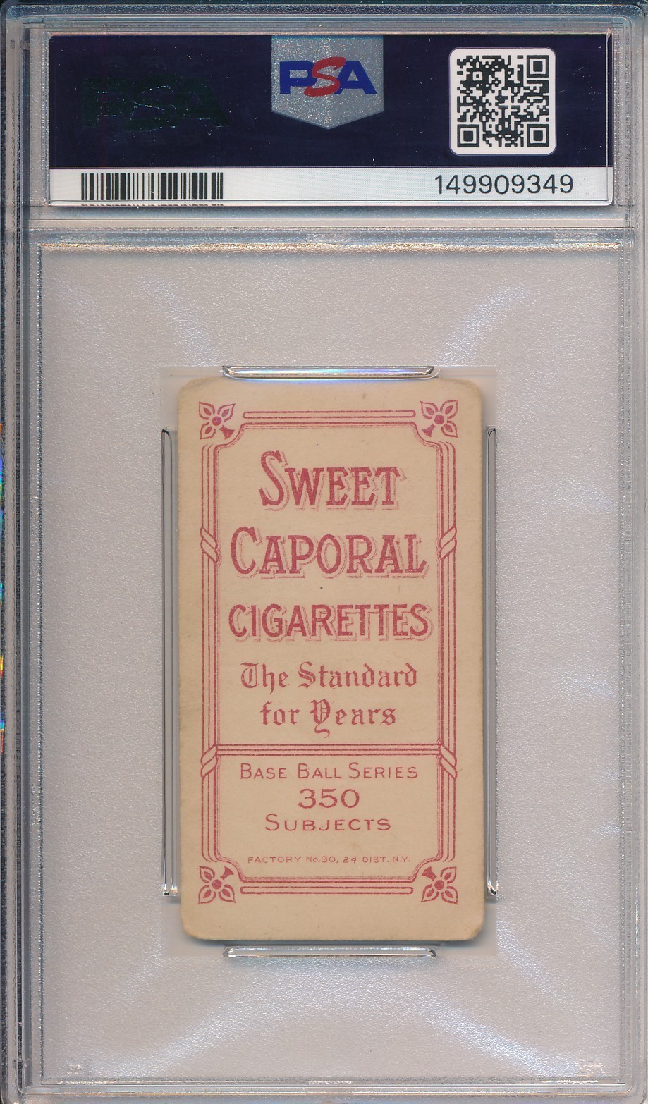 1910 T206 SWEET CAP. 350/30 - JOHNNY KLING - PSA 2 GD (SVSC) FRESHLY GRADED! view 2