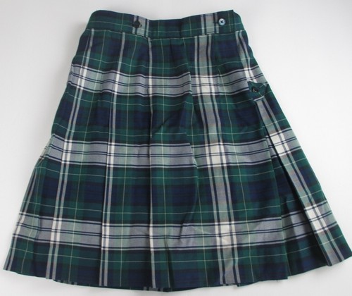 LANDS END Evergreen/Ivory School Uniform Custom Plaid Kilt Girls 12 NEW