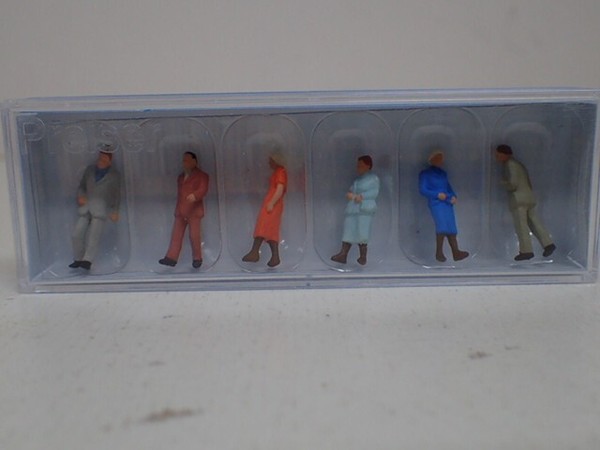 Preiser Passanten Reisende 3 Frau 3 Mann Oma Opa Stehend 14059 H0 1:87 Ovp 6Fig-image