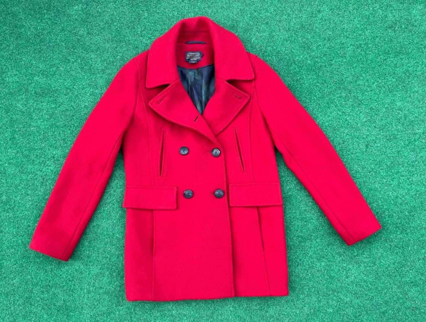 Pendleton Double Button Red Wool Coat Women's Sz 4 - image 8
