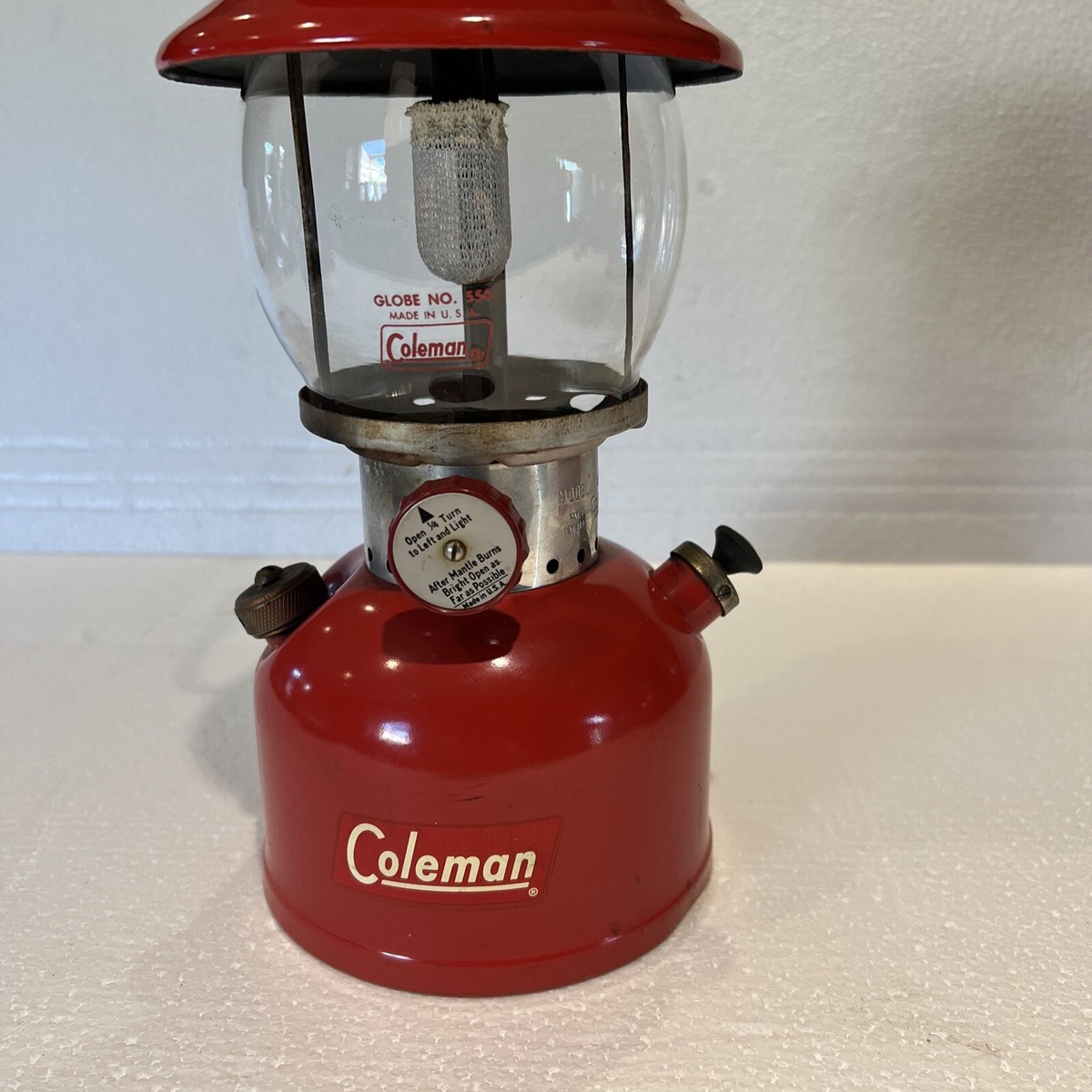 Coleman 1957 Lantern Red 200A with Globe Camping Dated 7/57 Tested
