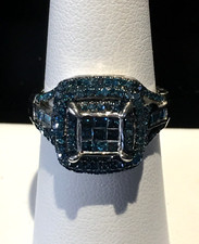 NWT BLUE DIAMOND RING SIZE 7 1.00 CTW 925 STERLING SILVER