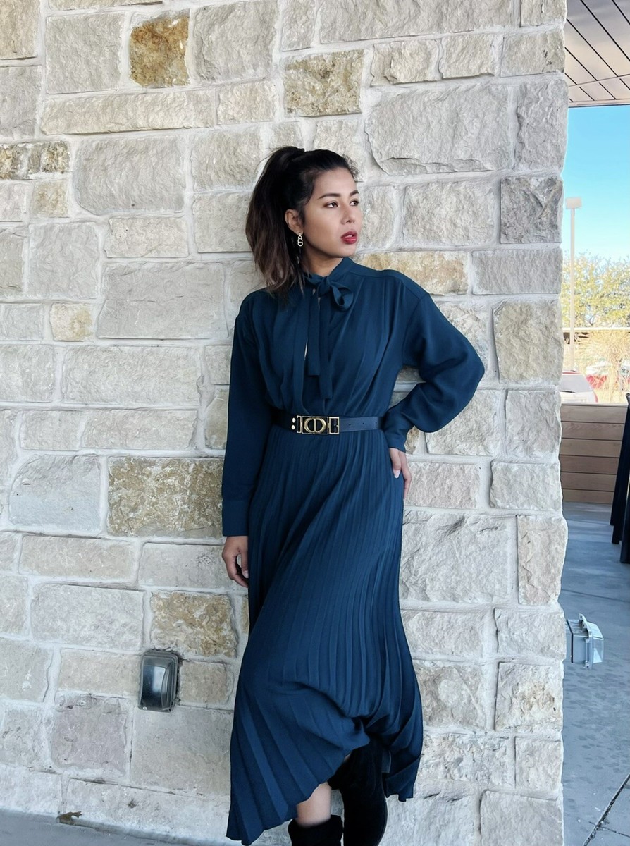 dress with pleated skirt zara SALE!! ZARA NWT WOMAN PLEATED SKIRT BOW TRIM DRESS Green / Blue | 2298/083
