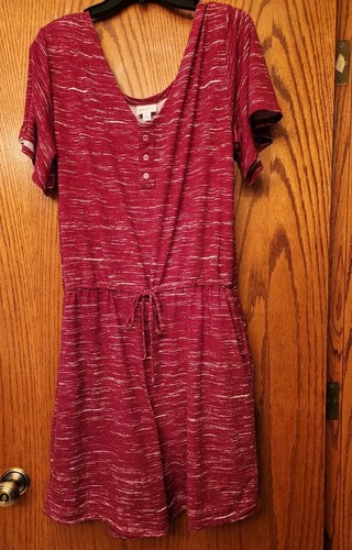 LuLaRoe Xanthe Romper Large Pink White Pockets Worn Once