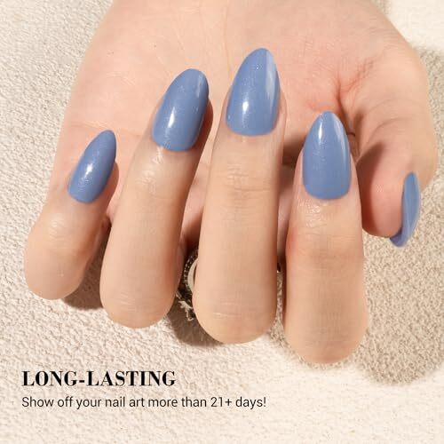 Semi Cured Gel Nail Strips (Pearly Blue)- Works with Nail lamp, Salon - Picture 2 of 6