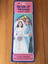 Ensemble poupée papier Whitman mariée et marié non coupé 23 pièces armoire