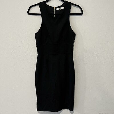 Trina Turk Mini Dress Small Black Fit Flare Sleeveless Lined Zip