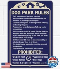 Metal Signs - Dog Park Rules Signs - Durable Metal Sign - Use Indoor/Outdoor