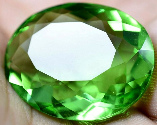 Lab Created Green Peridot 57.25 Ct GGL Certified Oval Cut TOP QUALITY Gemstone - Picture 3 of 7
